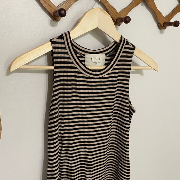 Anthropologie Puella Black and Cream Striped Sleeveless Top - Picture 2 of 4
